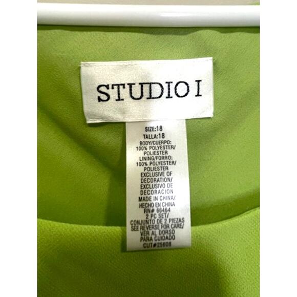 Studio I Vintage Style 2-Peice Lime Green Dress Lightweight Women's Sz 18 - Picture 8 of 10